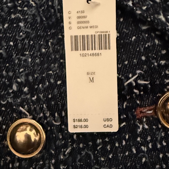 NEW NWT Anthropologie Denim Tweed Needle punched Double Breasted Coat blazer - Picture 7 of 13